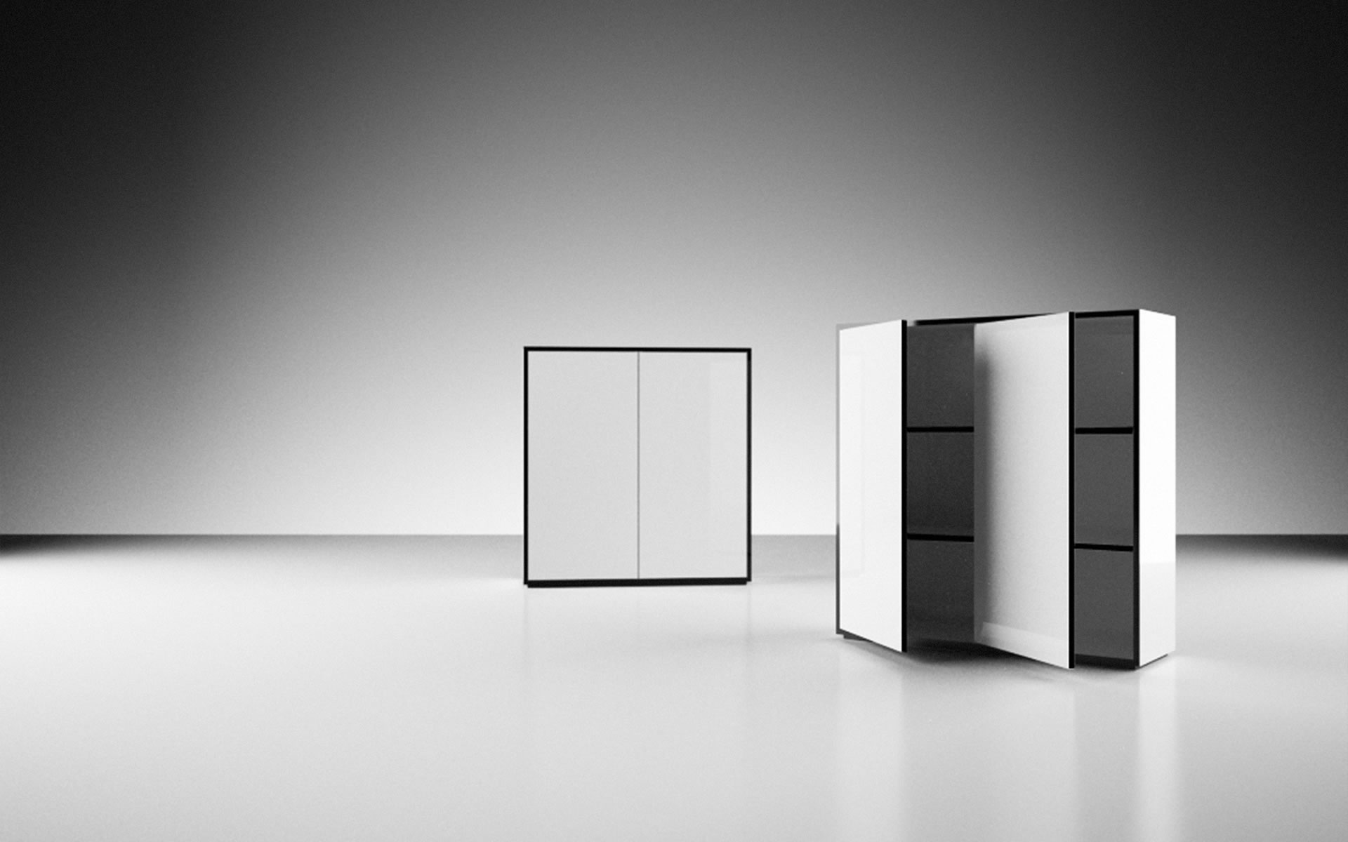 Highboard Kommode 3OH 2-T&uuml;ren grifflos