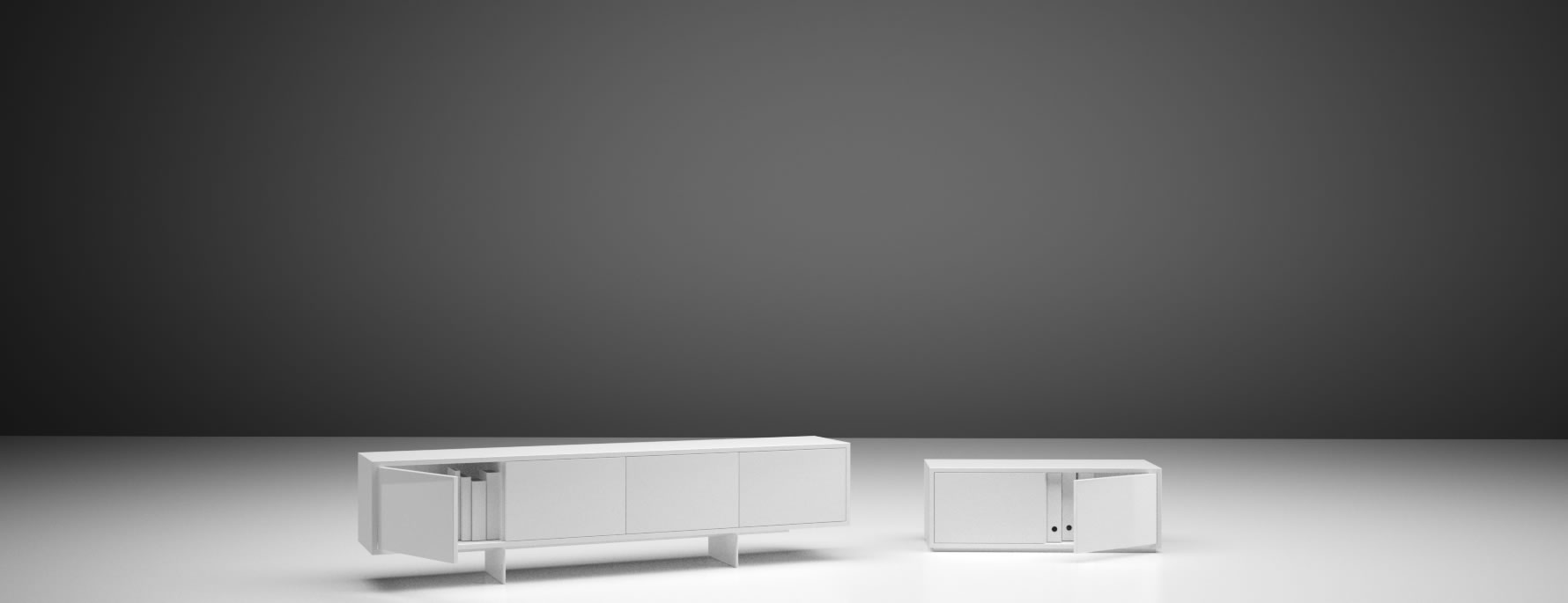 lowboard sideboard schwebend weiss lack flach