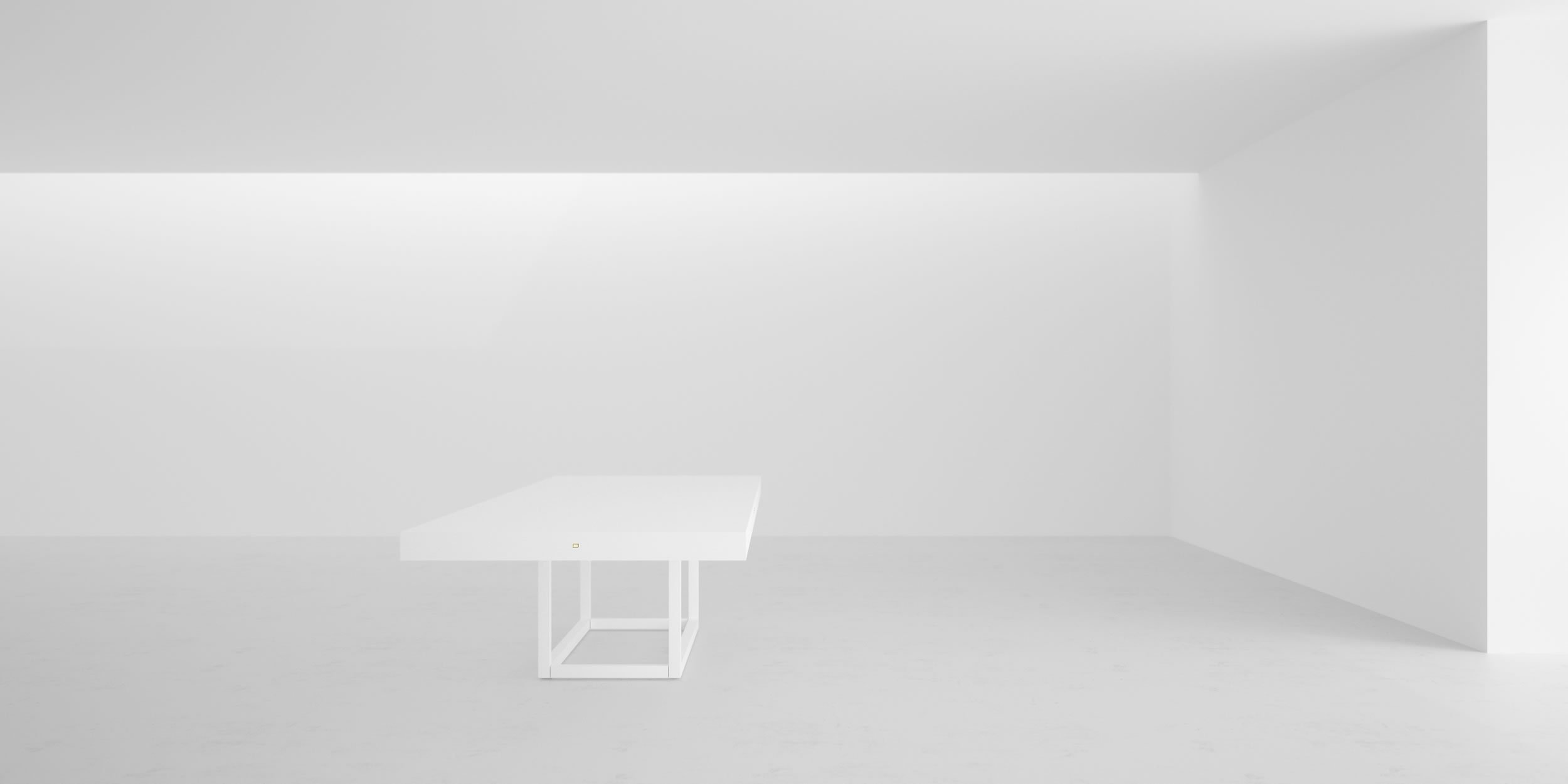 moderner konferenztisch kabelkanal weiss lackiert