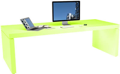 neon gr&uuml;ner schreibtisch