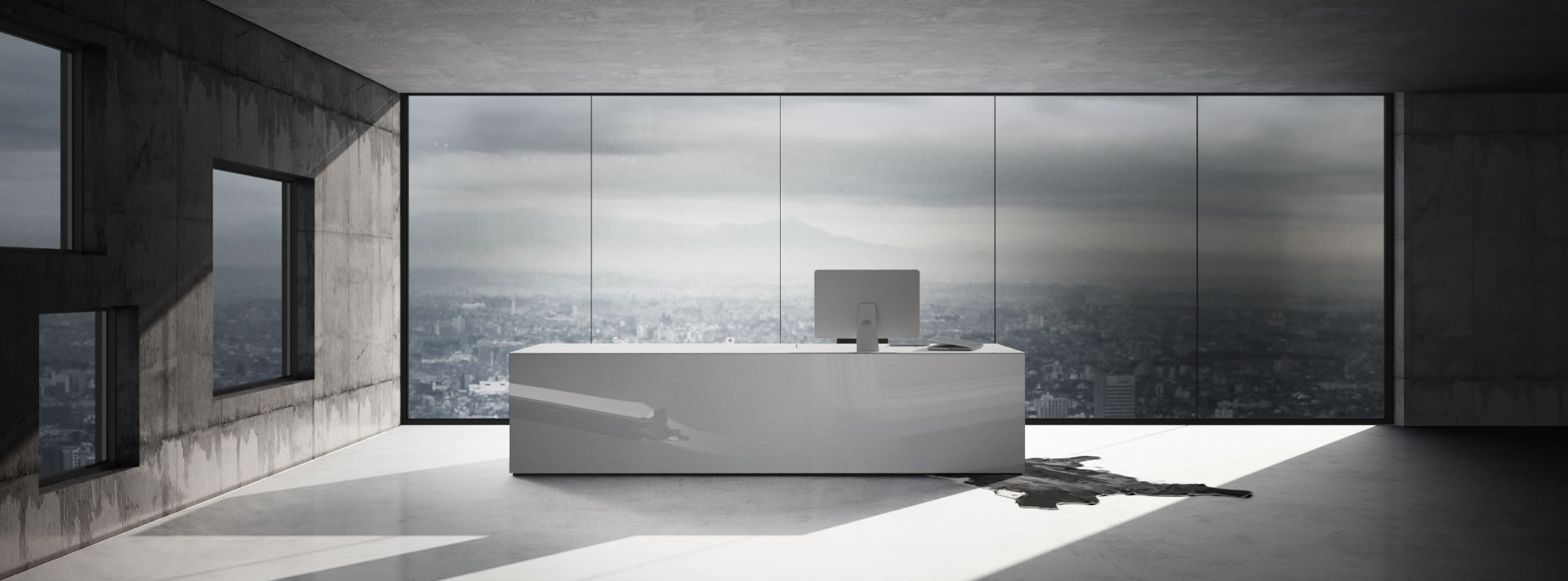 schreibtisch chefzimmer weiss hochglanz lack puristisch modernFELIX SCHWAKE RECHTECK