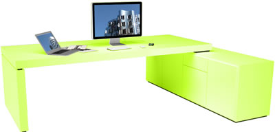 schreibtisch gruen schwarz lack hochglanz chef boss buero office cool praefectus rechteck