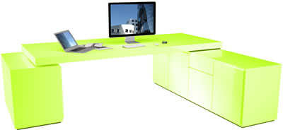 schreibtisch lack gruen schwarz chef boss buero office online praefectus rechteck