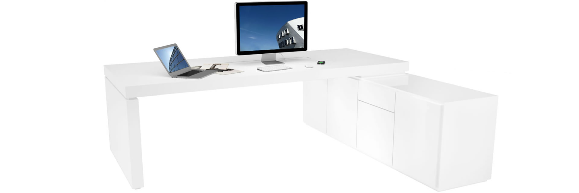 schreibtisch praefectus design lack hochglanz weiss modern minimal designmoebel rechteck 1
