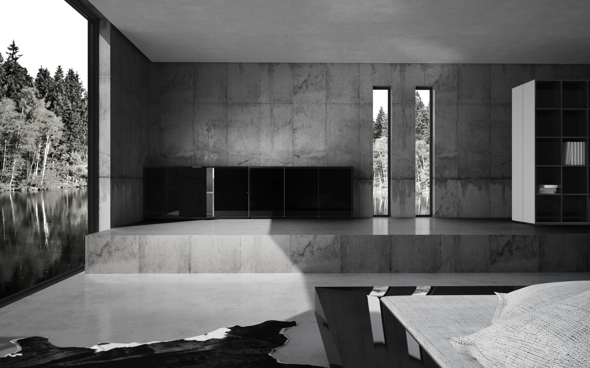 Highboard schwarz weiss Lack edel